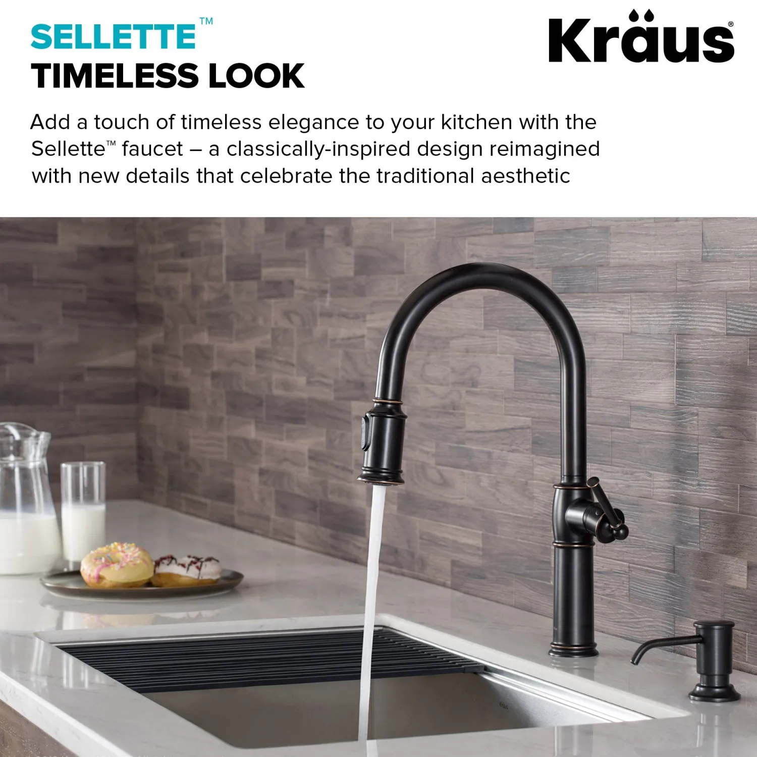 Online Sellette Traditional Single Handle Pull-Down Kitchen Faucet in Oil Rubbed Bronze Single Hole