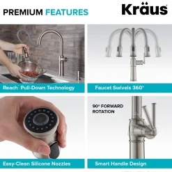 Best Sellette Traditional Single Handle Pull-Down Kitchen Faucet with Soap Dispenser and Deck Plate in Spot Free Stainless Steel Single Hole