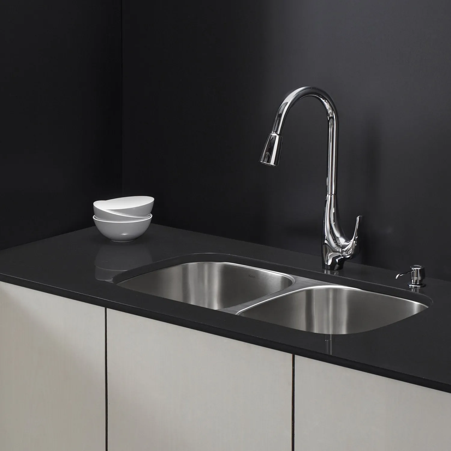 Discount Single-Handle High Arch Kitchen Faucet with Pull Down Dual-Function Sprayer in Chrome Single Hole