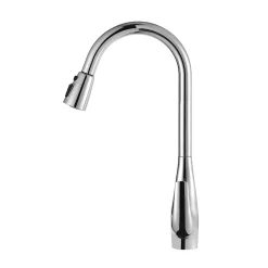 Discount Single-Handle High Arch Kitchen Faucet with Pull Down Dual-Function Sprayer in Chrome Single Hole