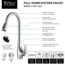 Discount Single-Handle High Arch Kitchen Faucet with Pull Down Dual-Function Sprayer in Chrome Single Hole
