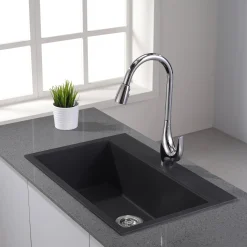 Discount Single-Handle High Arch Kitchen Faucet with Pull Down Dual-Function Sprayer in Chrome Single Hole
