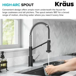 Hot Single Handle Kitchen Faucet with Integrated Dispenser for Water Filtration in Spot-Free Stainless Steel & Matte Black Single Hole|Water Filter Faucets
