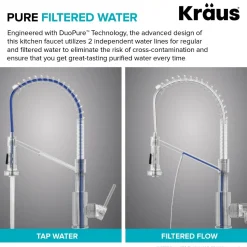 Hot Single Handle Kitchen Faucet with Integrated Dispenser for Water Filtration in Spot-Free Stainless Steel & Matte Black Single Hole|Water Filter Faucets