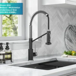 Hot Single Handle Kitchen Faucet with Integrated Dispenser for Water Filtration in Spot-Free Stainless Steel & Matte Black Single Hole|Water Filter Faucets