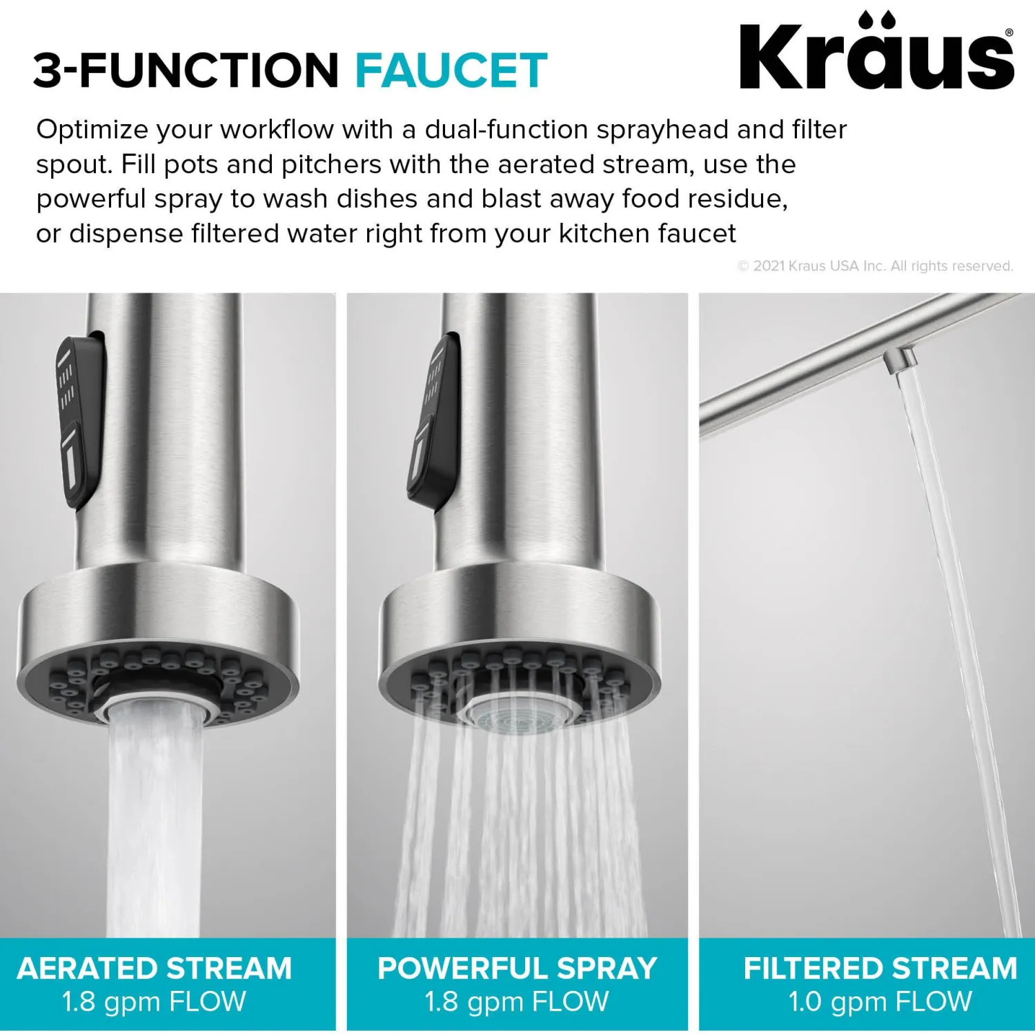 Best Single Handle Kitchen Faucet with Integrated Dispenser for Water Filtration in Chrome Single Hole|Water Filter Faucets