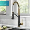 Clearance Single Handle Kitchen Faucet with Integrated Dispenser for Water Filtration in Brushed Brass & Matte Black Single Hole|Water Filter Faucets