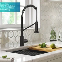 Single Handle Kitchen Faucet with Integrated Dispenser for Water Filtration in Matte Black Single Hole|Water Filter Faucets