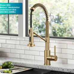 Best Single Handle Kitchen Faucet with Integrated Dispenser for Water Filtration in Brushed Brass Single Hole|Water Filter Faucets