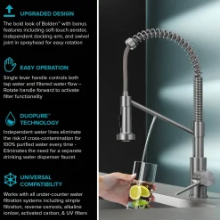 Sale Single Handle Kitchen Faucet with Integrated Dispenser for Water Filtration in Spot Free Antique Champagne Bronze Single Hole|Water Filter Faucets