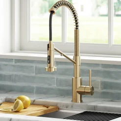 Sale Single Handle Kitchen Faucet with Integrated Dispenser for Water Filtration in Spot Free Antique Champagne Bronze Single Hole|Water Filter Faucets
