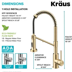 Sale Single Handle Kitchen Faucet with Integrated Dispenser for Water Filtration in Spot Free Antique Champagne Bronze Single Hole|Water Filter Faucets