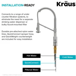Sale Single Handle Kitchen Faucet with Integrated Dispenser for Water Filtration in Spot Free Stainless Steel Single Hole|Water Filter Faucets