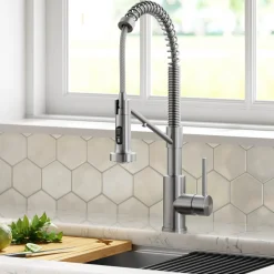 Sale Single Handle Kitchen Faucet with Integrated Dispenser for Water Filtration in Spot Free Stainless Steel Single Hole|Water Filter Faucets