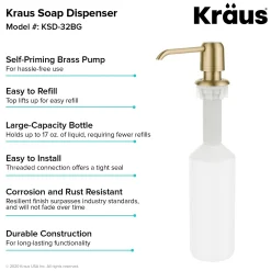Best Single Hole Kitchen Soap and Lotion Dispenser in Brushed Gold Soap Dispensers