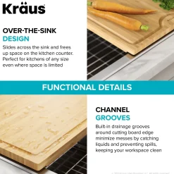 Clearance Solid Bamboo Cutting Board with Mobile Device Holder for most Standard Kitchen Sinks Cutting Boards