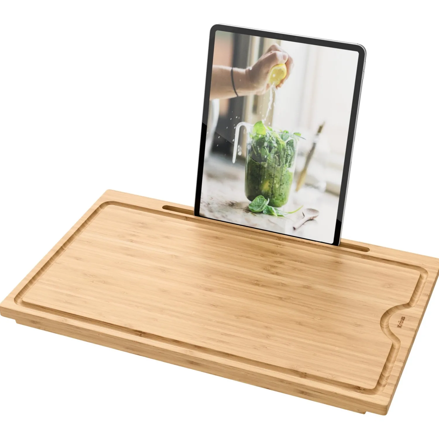 Clearance Solid Bamboo Cutting Board with Mobile Device Holder for most Standard Kitchen Sinks Cutting Boards