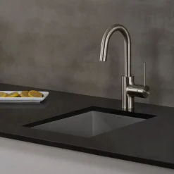 Spot Free Oletto Single Handle Kitchen Bar Faucet in all-Brite Stainless Steel Finish Bar Faucets