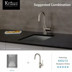 Spot Free Oletto Single Handle Kitchen Bar Faucet in all-Brite Stainless Steel Finish Bar Faucets