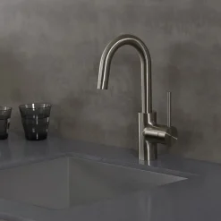 Spot Free Oletto Single Handle Kitchen Bar Faucet in all-Brite Stainless Steel Finish Bar Faucets