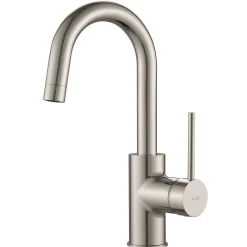 Spot Free Oletto Single Handle Kitchen Bar Faucet in all-Brite Stainless Steel Finish Bar Faucets