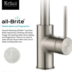 Spot Free Oletto Single Handle Kitchen Bar Faucet in all-Brite Stainless Steel Finish Bar Faucets