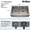 Discount Standart PRO 33" 16 Gauge 40/60 Double Bowl Stainless Steel Farmhouse Kitchen Sink in Stainless Steel Stainless Steel Sinks|Double Bowl Sinks