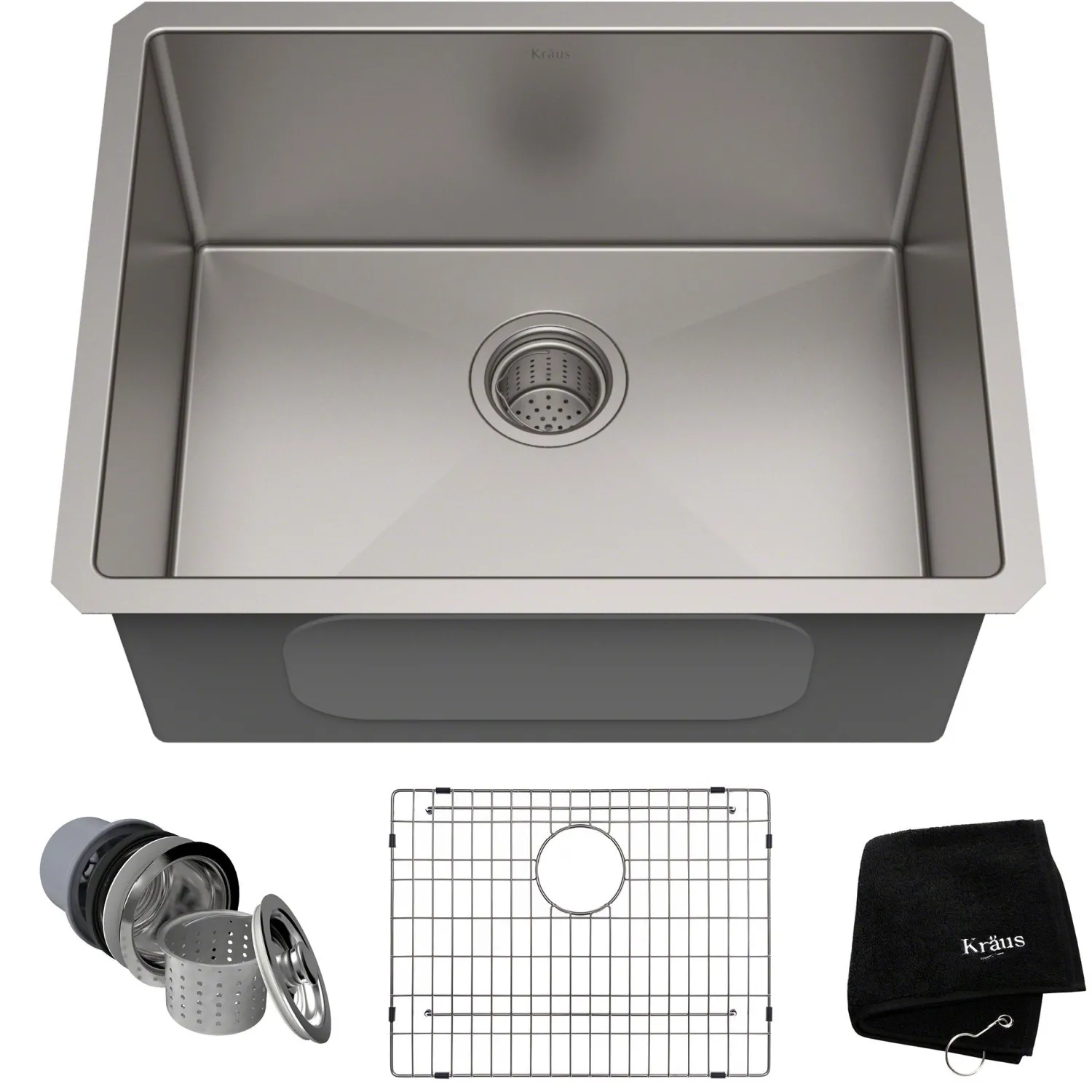 Best Standart PRO 23" 16 Gauge Rectangle Undermount Single Bowl Stainless Steel Kitchen Sink Stainless Steel Sinks|Single Bowl Sinks