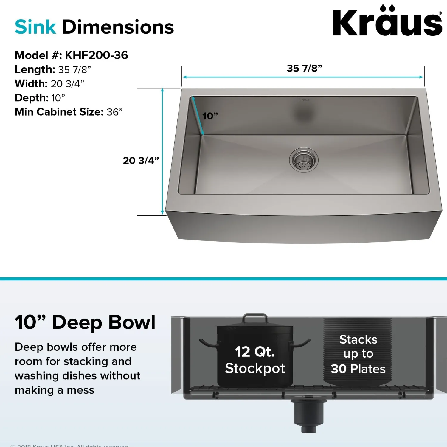 Hot Standart PRO 36" 16 Gauge Single Bowl Stainless Steel Farmhouse Kitchen Sink Stainless Steel Sinks|Single Bowl Sinks