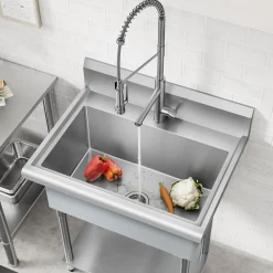 Outlet Standart Pro 32” 18-Gauge Stainless Steel Single Bowl Commercial Style Laundry Utility Sink Kraus Free Standing Utility Sinks|Laundry & Utility Sinks