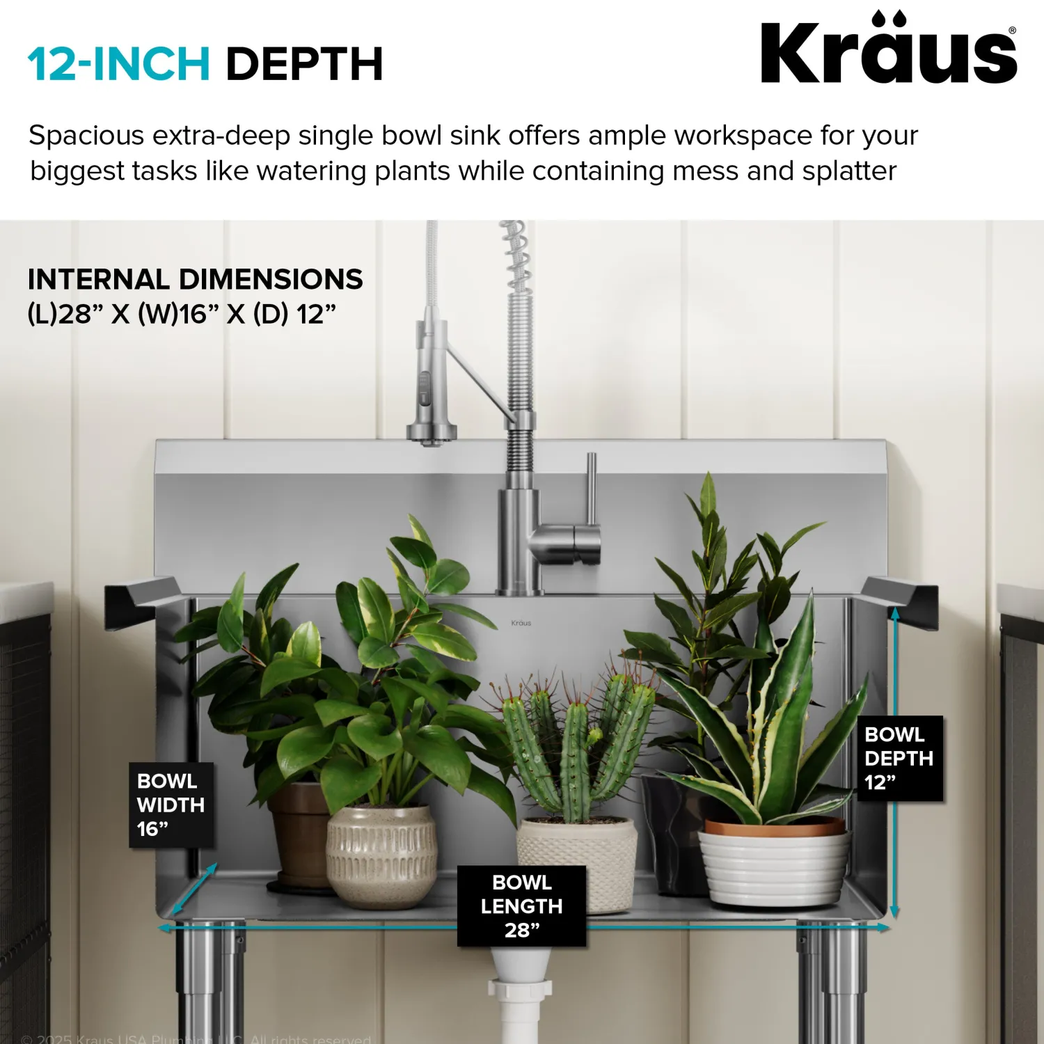 Outlet Standart Pro 32” 18-Gauge Stainless Steel Single Bowl Commercial Style Laundry Utility Sink Kraus Free Standing Utility Sinks|Laundry & Utility Sinks
