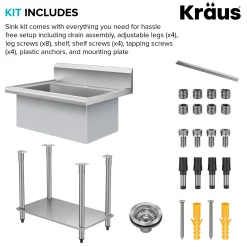 Outlet Standart Pro 32” 18-Gauge Stainless Steel Single Bowl Commercial Style Laundry Utility Sink Kraus Free Standing Utility Sinks|Laundry & Utility Sinks