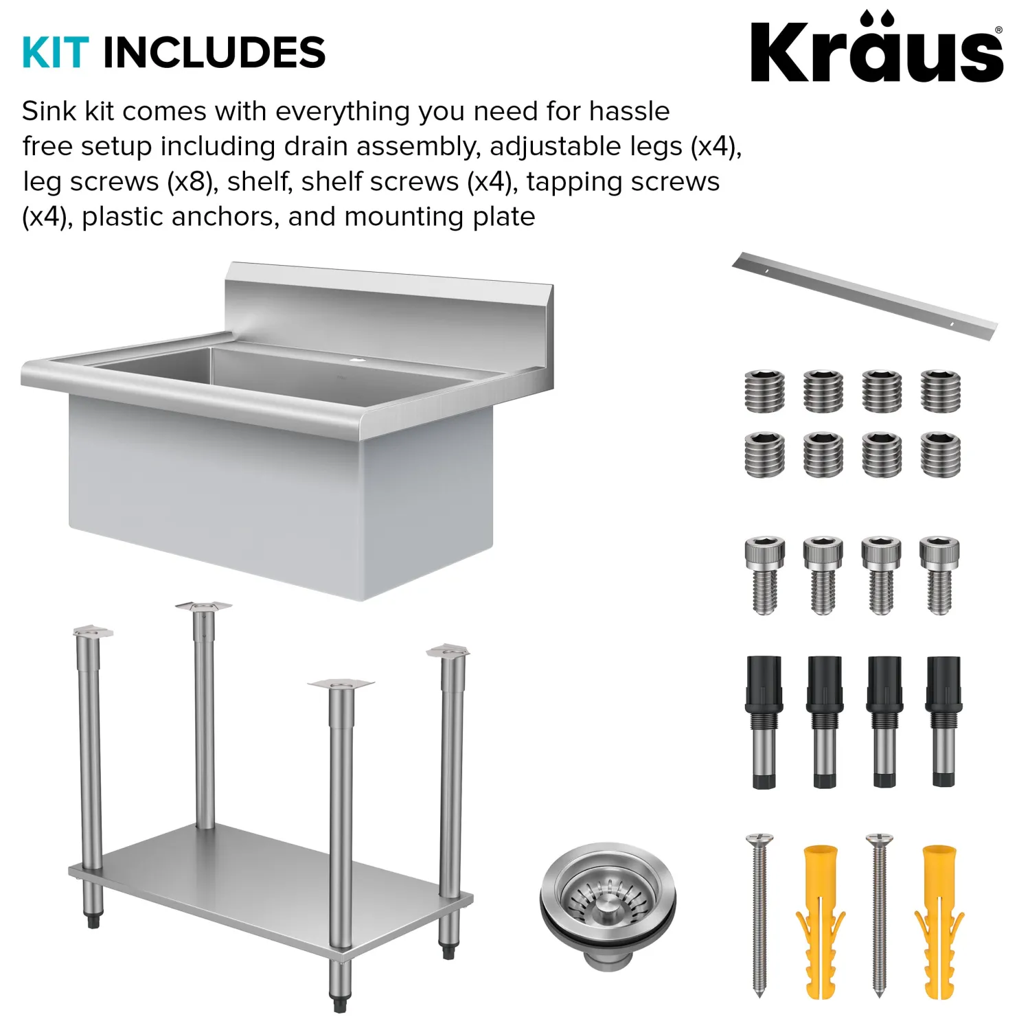 Outlet Standart Pro 32” 18-Gauge Stainless Steel Single Bowl Commercial Style Laundry Utility Sink Kraus Free Standing Utility Sinks|Laundry & Utility Sinks