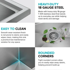 Outlet Standart Pro 32” 18-Gauge Stainless Steel Single Bowl Commercial Style Laundry Utility Sink Kraus Free Standing Utility Sinks|Laundry & Utility Sinks