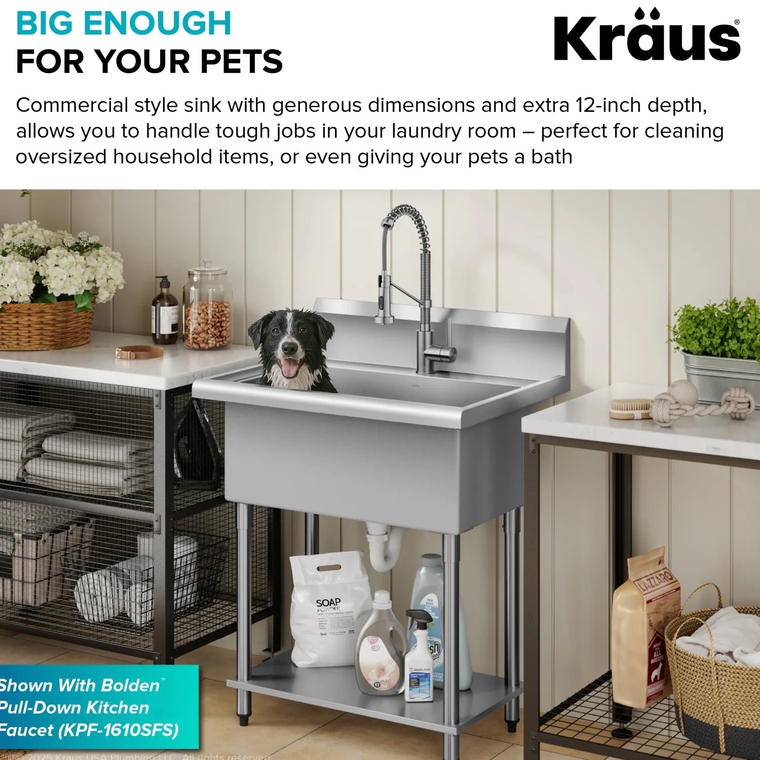 Outlet Standart Pro 32” 18-Gauge Stainless Steel Single Bowl Commercial Style Laundry Utility Sink Kraus Free Standing Utility Sinks|Laundry & Utility Sinks