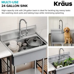 Outlet Standart Pro 32” 18-Gauge Stainless Steel Single Bowl Commercial Style Laundry Utility Sink Kraus Free Standing Utility Sinks|Laundry & Utility Sinks