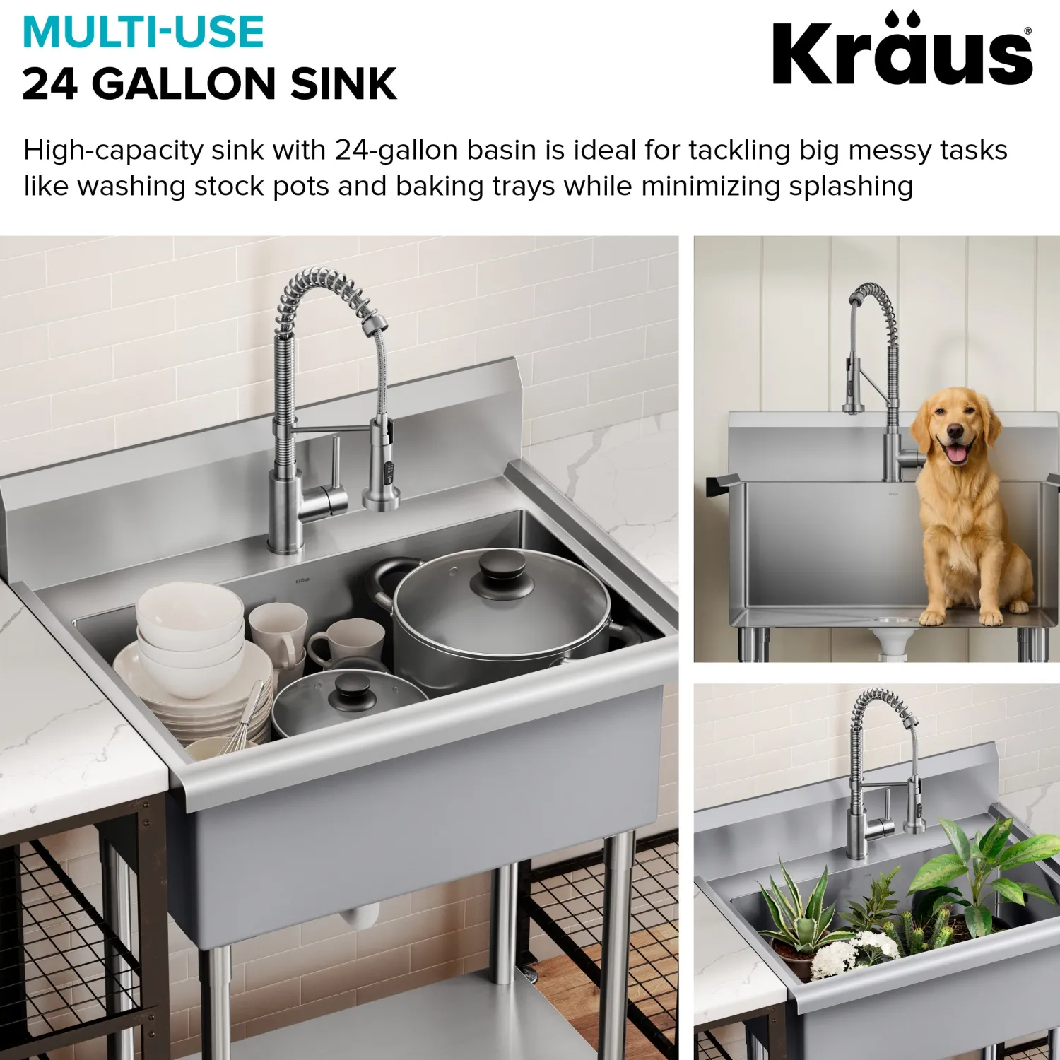 Outlet Standart Pro 32” 18-Gauge Stainless Steel Single Bowl Commercial Style Laundry Utility Sink Kraus Free Standing Utility Sinks|Laundry & Utility Sinks