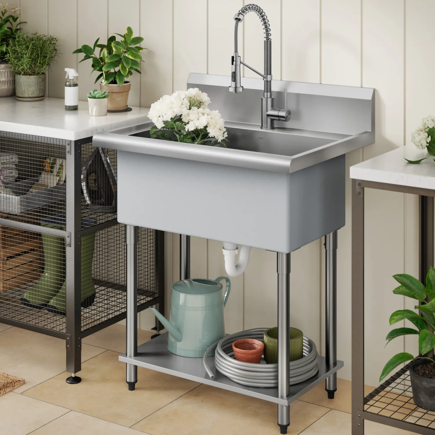 Outlet Standart Pro 32” 18-Gauge Stainless Steel Single Bowl Commercial Style Laundry Utility Sink Kraus Free Standing Utility Sinks|Laundry & Utility Sinks