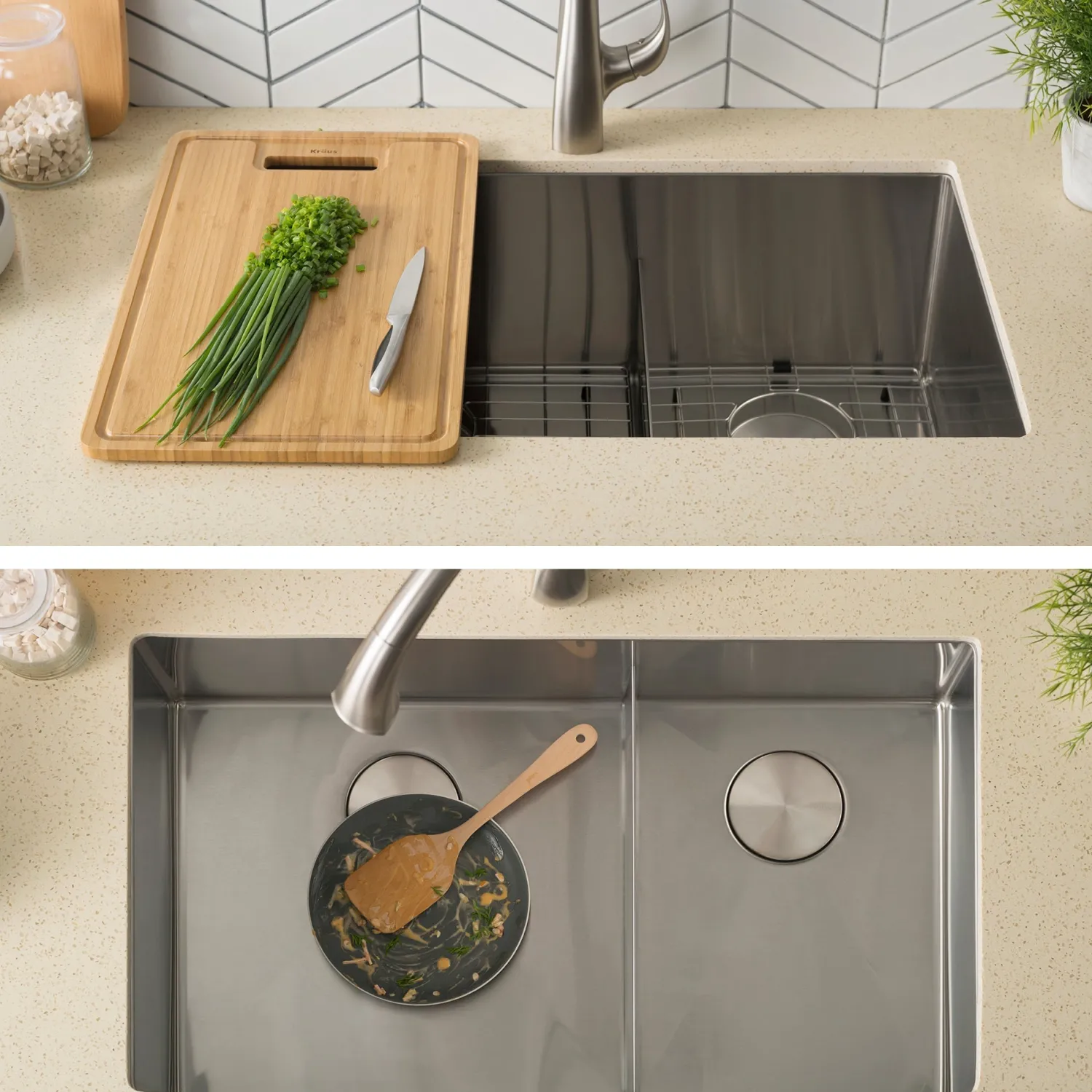 New Standart PRO 32" 16 Gauge Undermount 60/40 Low Divider Double Bowl Stainless Steel Kitchen Sink Stainless Steel Sinks|Double Bowl Sinks
