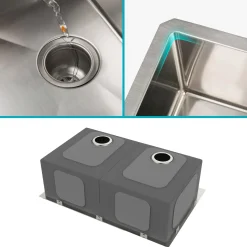 Clearance Standart PRO 33" Undermount 60/40 Double Bowl Stainless Steel Kitchen Sink Stainless Steel Sinks|Double Bowl Sinks
