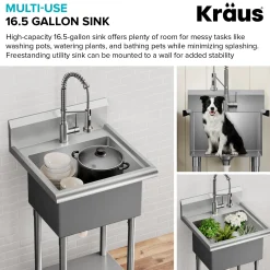Hot Standart Pro 24” Wide Stainless Steel Laundry Utility Sink Kraus Free Standing Utility Sinks|Laundry & Utility Sinks