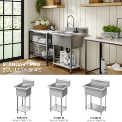 Hot Standart Pro 24” Wide Stainless Steel Laundry Utility Sink Kraus Free Standing Utility Sinks|Laundry & Utility Sinks