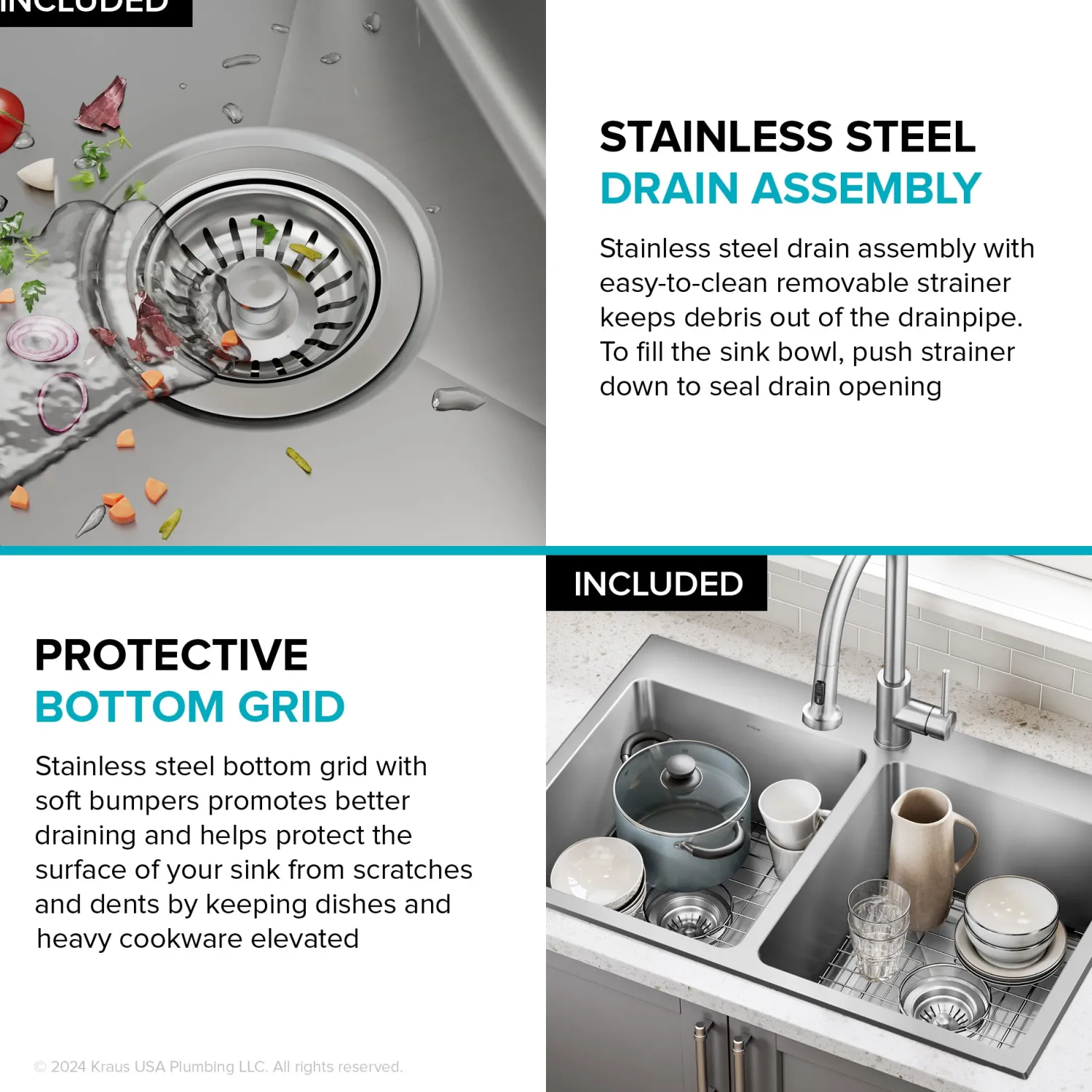 33” Topmount Double Bowl Stainless Steel Kitchen Sink Drop-In / Top Mount Sinks|Double Bowl Sinks
