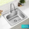 New 25" Topmount Single Bowl 18 Gauge Stainless Steel Kitchen Sink with NoiseDefend Soundproofing Drop-In / Top Mount Sinks|Stainless Steel Sinks