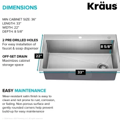 New 33” Topmount Single Bowl Stainless Steel Kitchen Sink Drop-In / Top Mount Sinks|Single Bowl Sinks