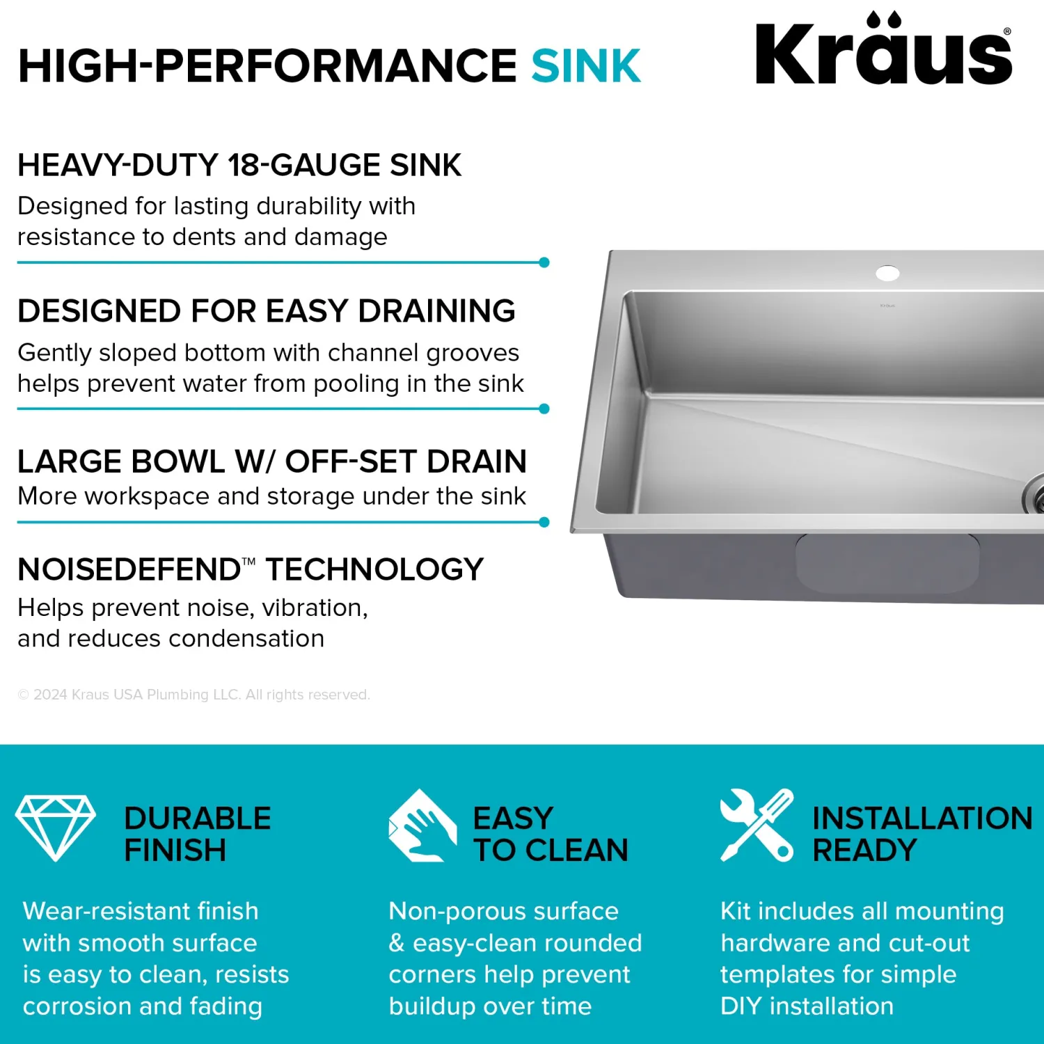 New 33” Topmount Single Bowl Stainless Steel Kitchen Sink Drop-In / Top Mount Sinks|Single Bowl Sinks