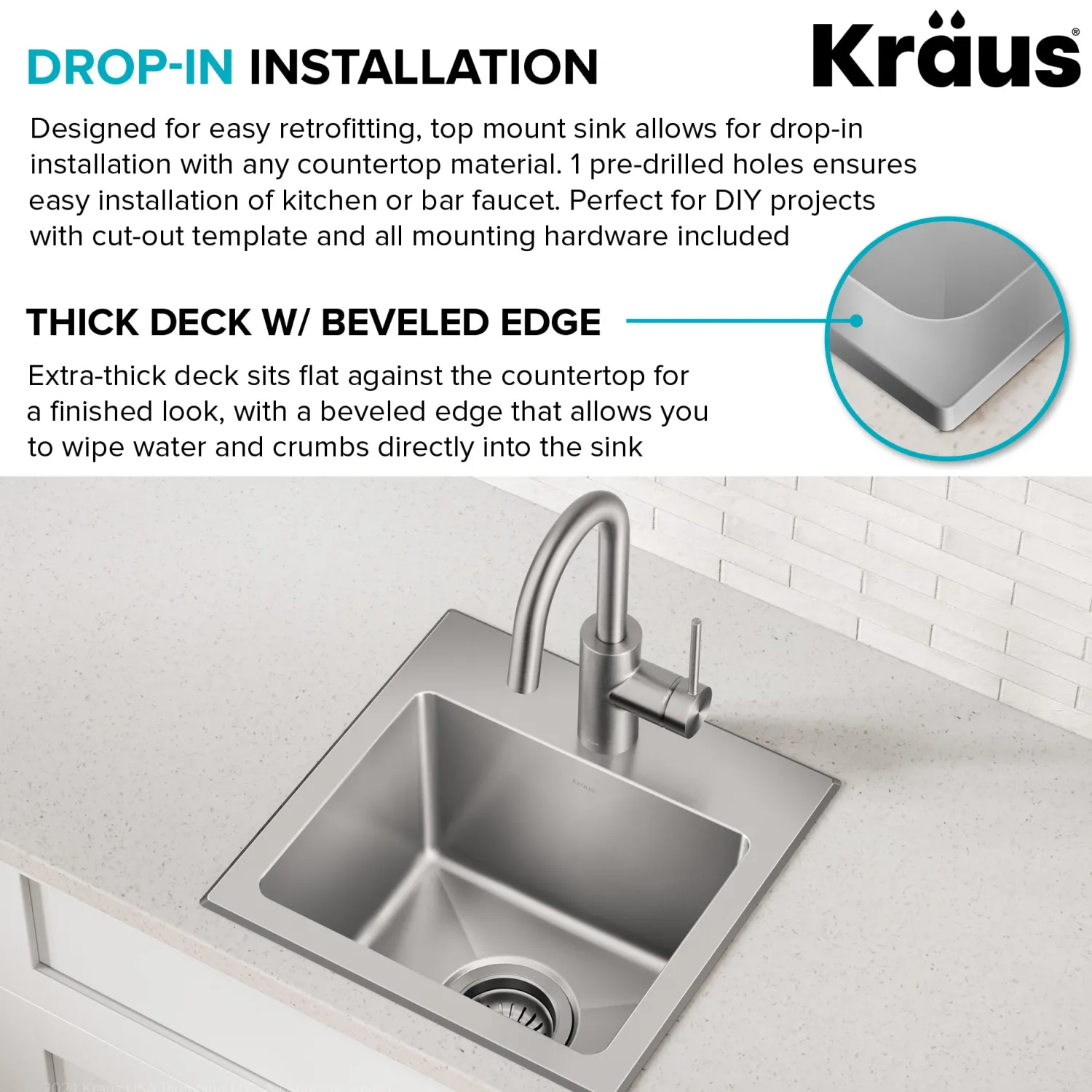 Best 15” Topmount Single Bowl Stainless Steel Kitchen Bar Sink Sinks For Tight Spaces|Bar / Prep Sinks