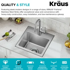 Best 15” Topmount Single Bowl Stainless Steel Kitchen Bar Sink Sinks For Tight Spaces|Bar / Prep Sinks