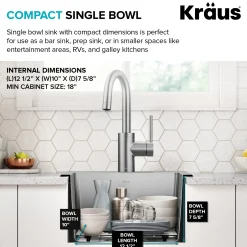 Best 15” Topmount Single Bowl Stainless Steel Kitchen Bar Sink Sinks For Tight Spaces|Bar / Prep Sinks