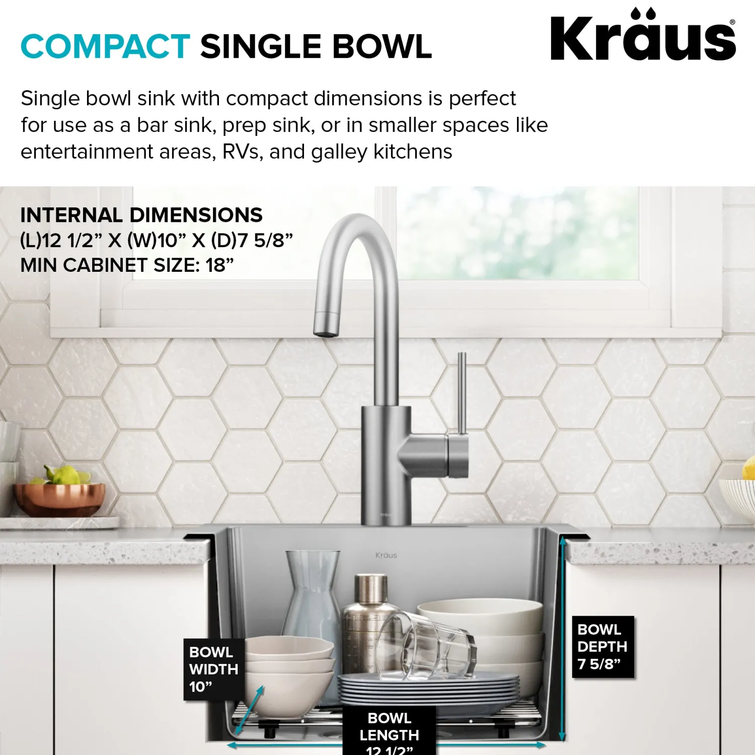 Best 15” Topmount Single Bowl Stainless Steel Kitchen Bar Sink Sinks For Tight Spaces|Bar / Prep Sinks